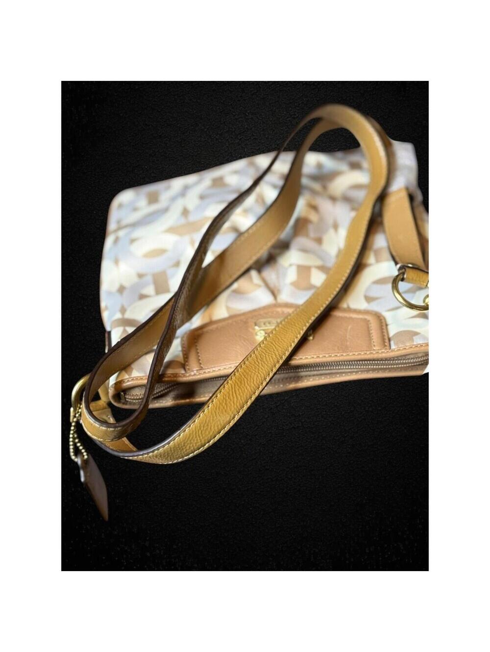 Coach Madison Signature Op Art Crossbody (Style 43316) NWOT Tan/Silver - Picture 4 of 9